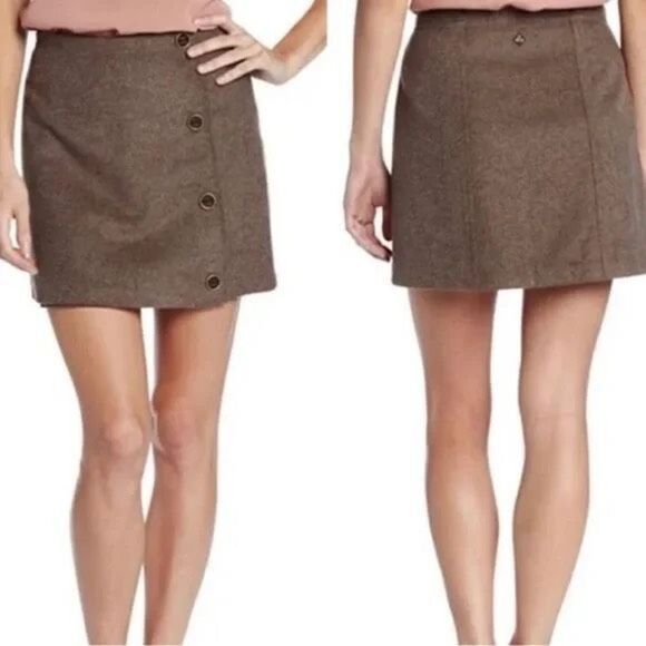 ✨prAna Wool Blend Nicky Wrap Espresso Brown Mini Skirt✨ - Picture 1 of 5